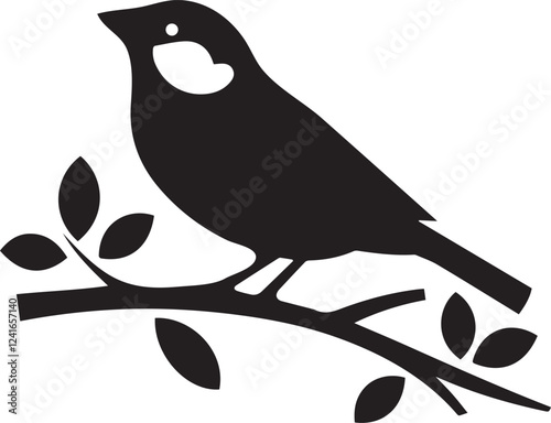 Sparrow bird preached on tree branch