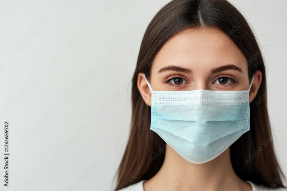 A person wearing a face mask looks directly at the camera, a simple yet powerful image A person wearing a face mask looks directly at the camera, a simple yet powerful image