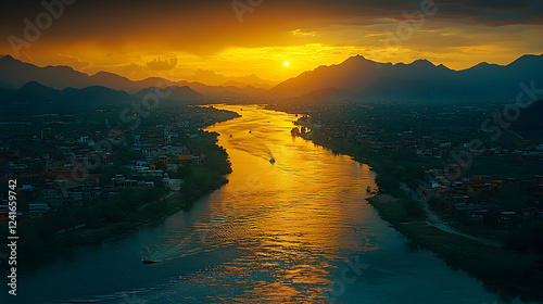 Sunset over Mekong River, Luang Prabang