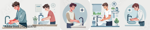 vector of a person washing hands