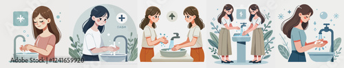 vector of a person washing hands