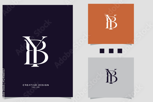 Set of BY, YB, B, Y, Abstract Letters Logo Monogram