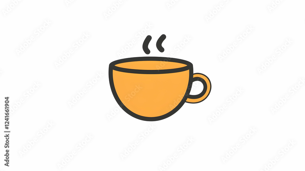 Hot orange coffee cup steaming on white background, ideal for cafe menu or website design Hot orange coffee cup steaming on white background, ideal for cafe menu or website design