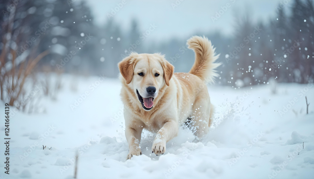 golden retriever in the snow golden retriever in the snow