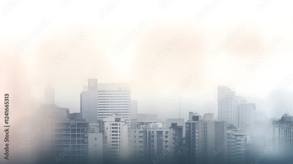 Fototapeta premium A city skyline with a foggy atmosphere