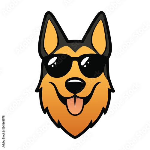 Funny german shepherd dog head vector art