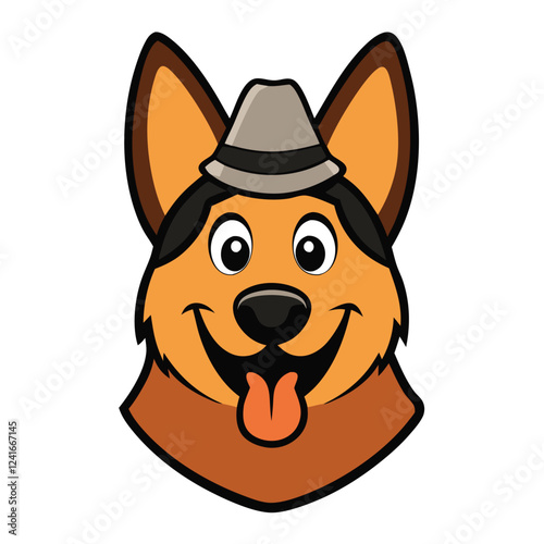 Funny german shepherd dog head vector art