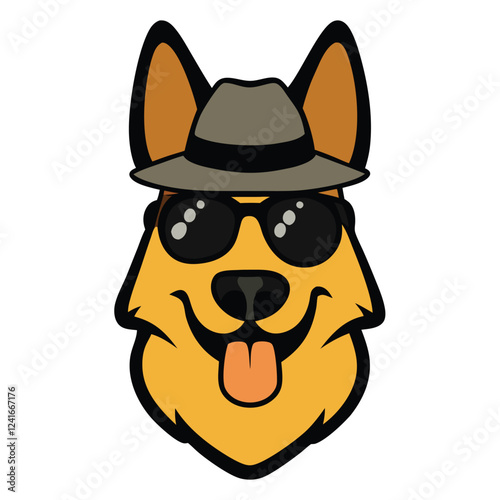 Funny german shepherd dog head vector art