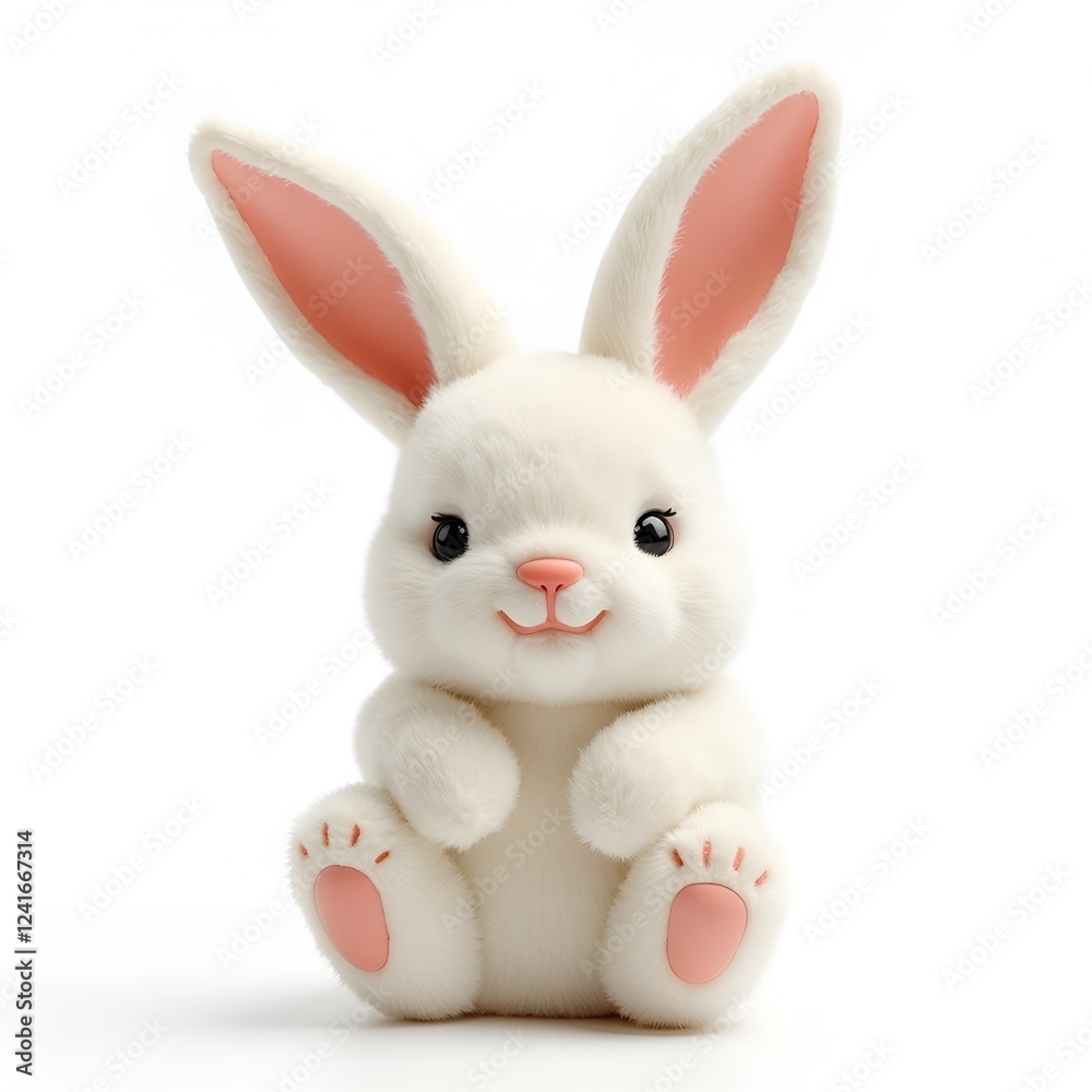 Obraz premium White rabbit doll on a white background