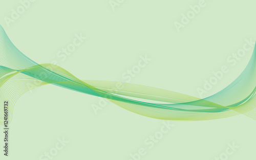 Abstract green wave design with flowing curves and light effects