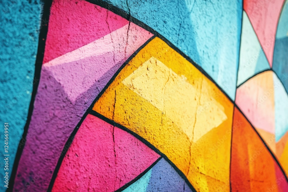 Fototapeta premium A close-up shot of a colorful wall with a clock in the center