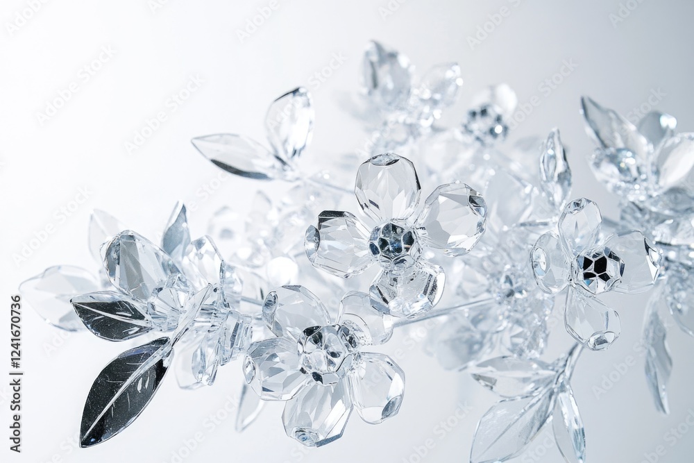 A detailed view of a bouquet of crystal flowers, ideal for use in jewelry or decorative designs A detailed view of a bouquet of crystal flowers, ideal for use in jewelry or decorative designs