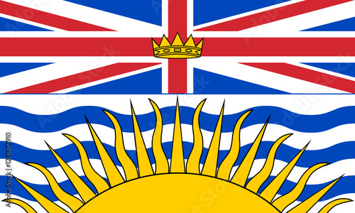 The official flag of British Columbia. Canada. Illustration