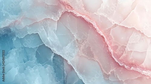 Tranquil Elegance: A Close-Up Exploration of a Luxurious Pale Pink and Teal Marble Slab with Fluid Veining Patterns