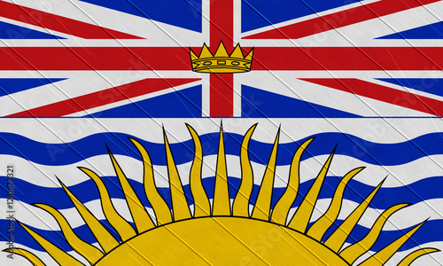 The official flag of British Columbia. Canada. Conceptual collage on wood texture