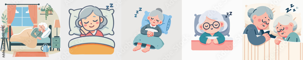 vector of an elderly person sleeping soundly vector of an elderly person sleeping soundly