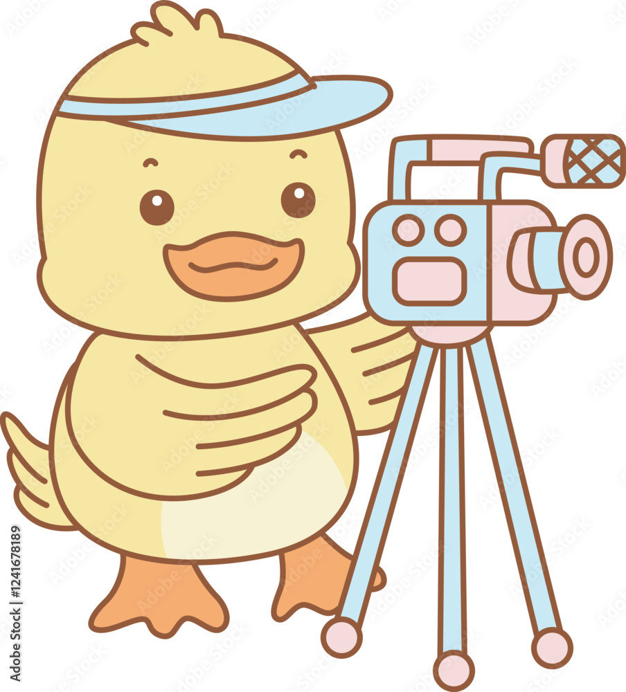 Cute Duck vector icon. Funny baby Duck animal series stock illustration. life of fluffy Duck designs.