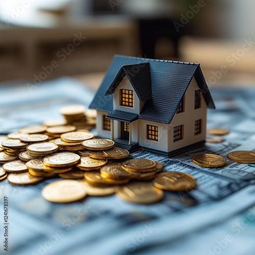 Home Investment: Miniature House with Coins