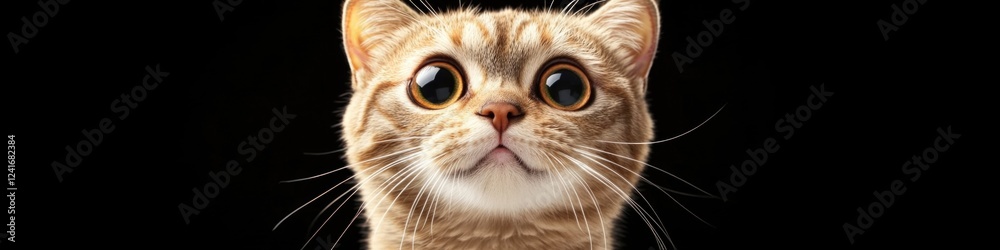 A detailed view of a feline's facial features, focusing on its prominent eyes A detailed view of a feline's facial features, focusing on its prominent eyes