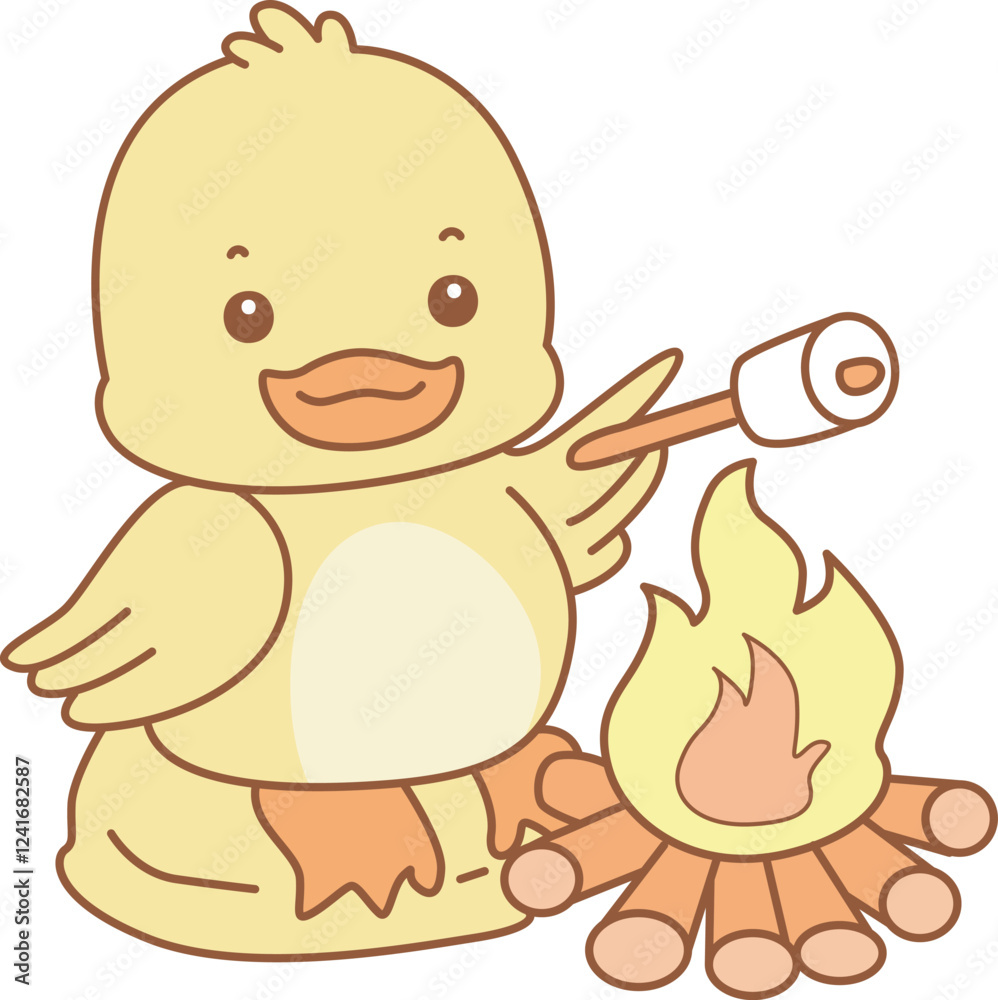 Fototapeta premium Cute Duck vector icon. Funny baby Duck animal series stock illustration. life of fluffy Duck designs.