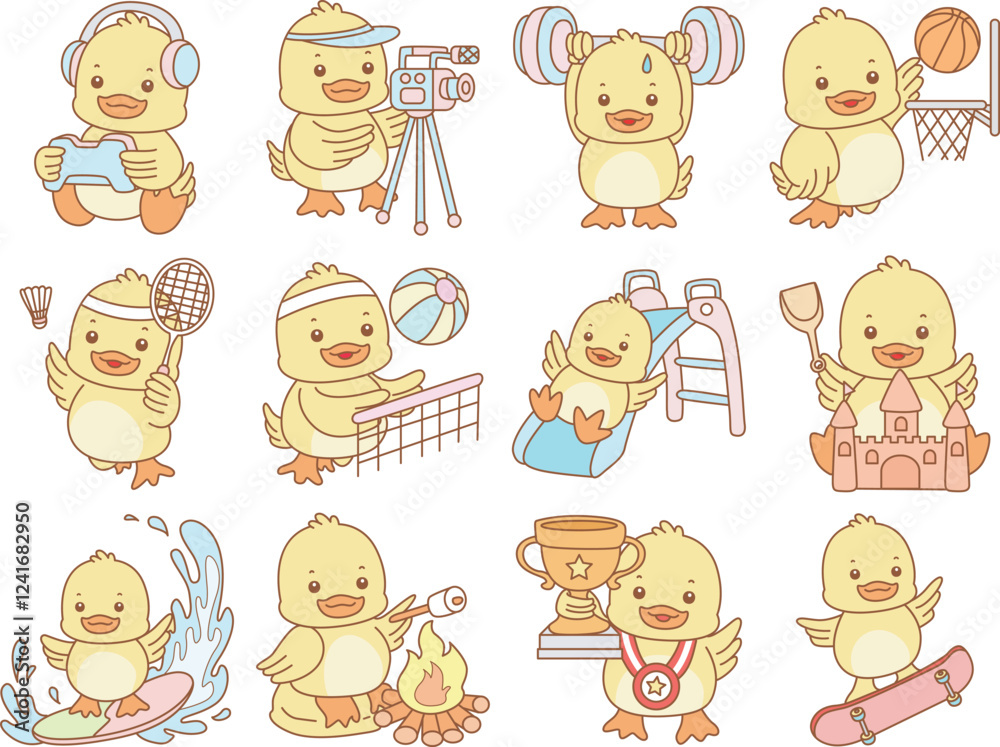 Cute Duck vector icon. Funny baby Duck animal series stock illustration. life of fluffy Duck designs. Cute Duck vector icon. Funny baby Duck animal series stock illustration. life of fluffy Duck designs.