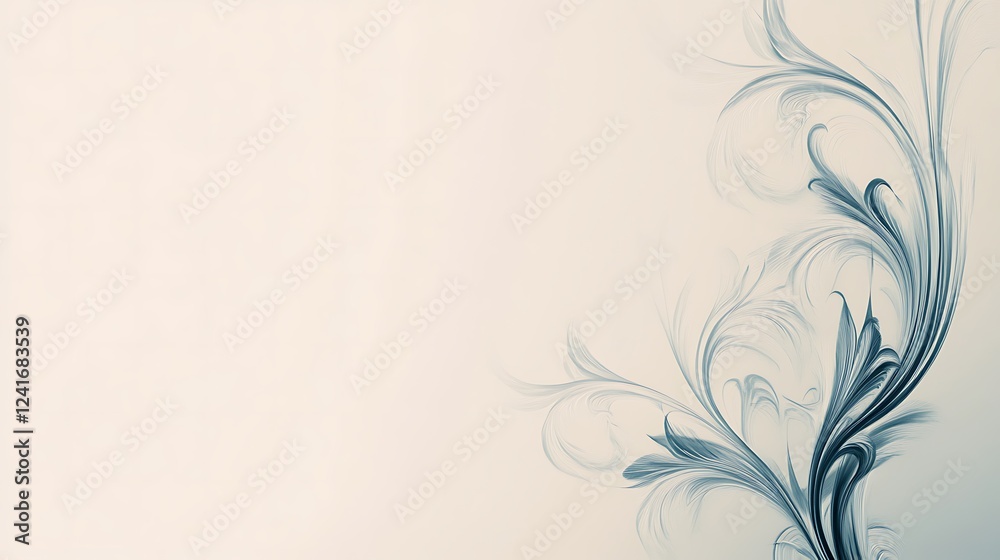 Elegant Teal Floral Design On Beige Background Elegant Teal Floral Design On Beige Background