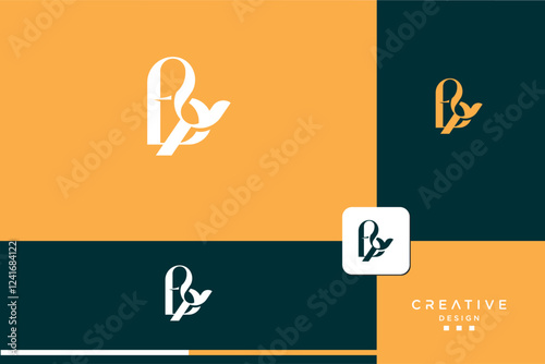 Set of BY, YB, B, Y, Abstract Letters Logo Monogram