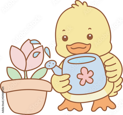 Cute Duck vector icon. Funny baby Duck animal series stock illustration. life of fluffy Duck designs.