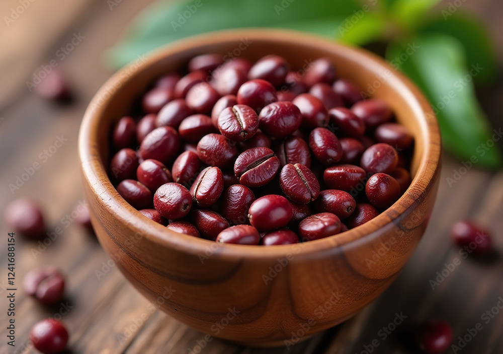 guarana seeds sit wooden bowl caffeine energizing drink overhead energy guarana seeds sit wooden bowl caffeine energizing drink overhead energy