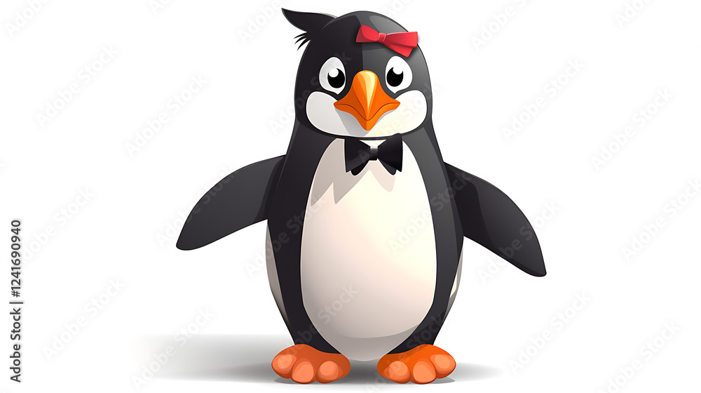 Fototapeta premium A penguin with a bow tie and a bow on its head