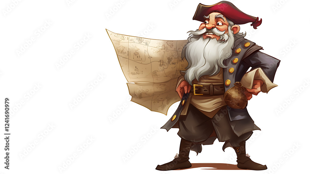 Obraz premium A cartoonish pirate with a red hat