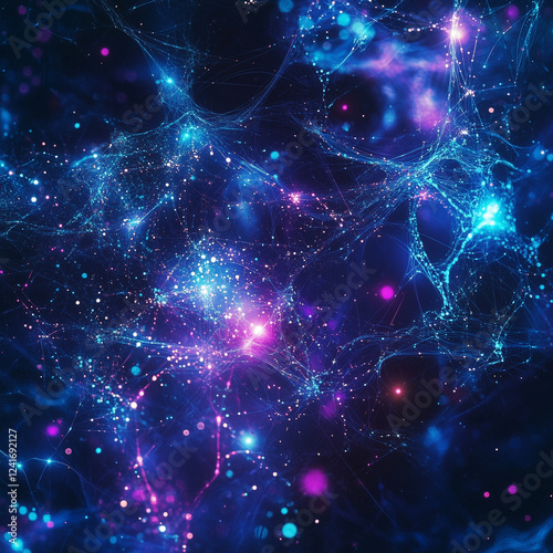 Abstract AI-inspired artwork featuring glowing interconnected nodes