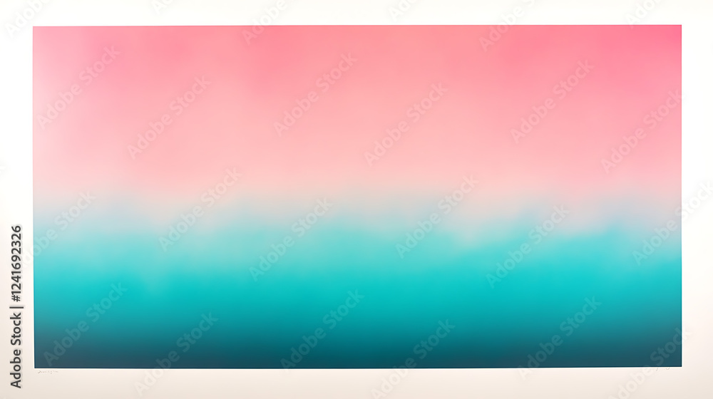 Obraz premium A vibrant gradient going from pastel pink at the top to rich turquoise at the bottom.