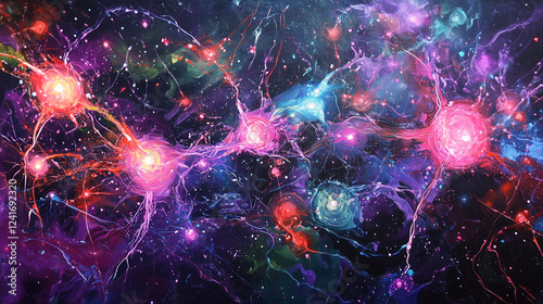 Abstract AI-inspired artwork featuring glowing interconnected nodes