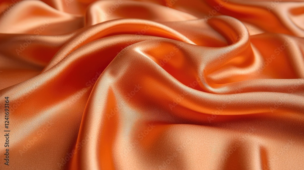 Obraz premium Draped Orange Silk Fabric Shows Texture and Light Reflection