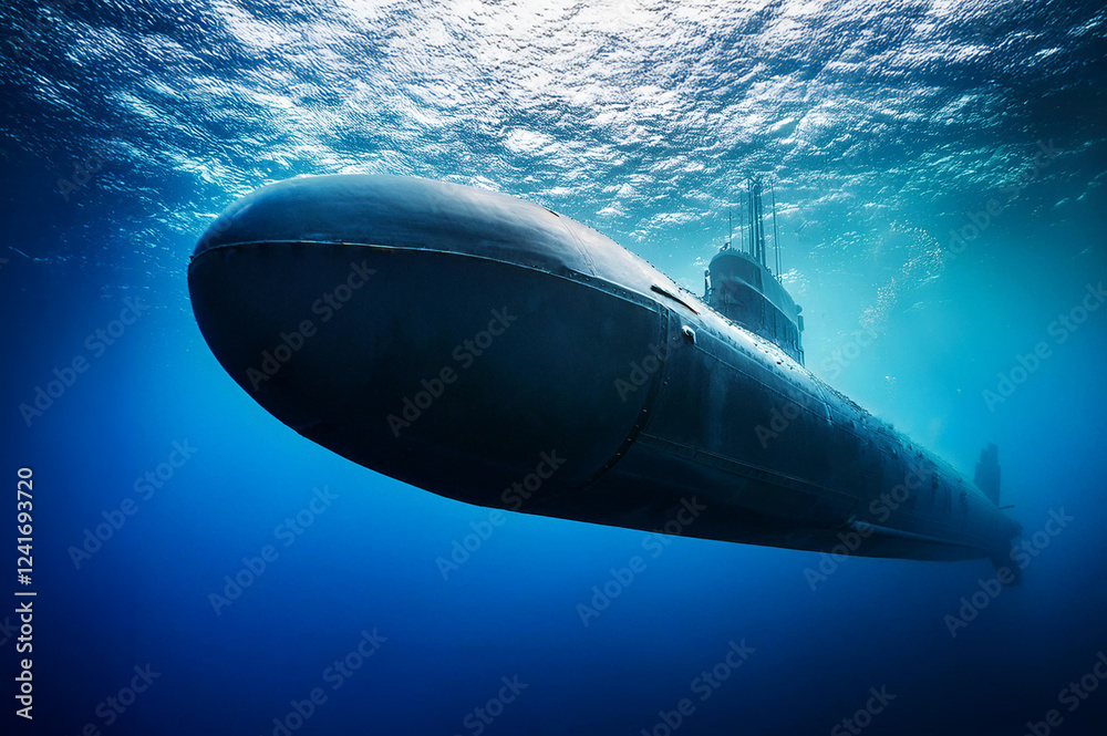 Generated image Ein U - Boot auf Seerohrtiefe getaucht