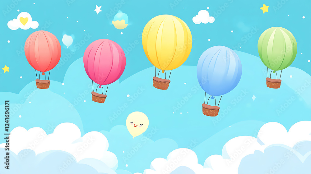 Fototapeta premium A colorful bunch of hot air balloons are flying in the sky