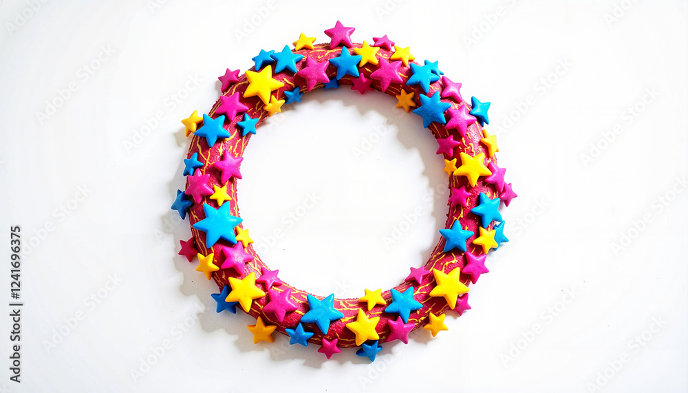 Colorful star wreath on white background Colorful star wreath on white background
