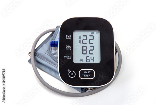 Digital Blood Pressure Monitor isolated on white, Healthcare