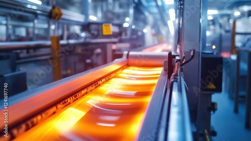 Wallpaper Mural Bright Red Hot Metal Flowing on Conveyor in Industrial Factory Setting Torontodigital.ca