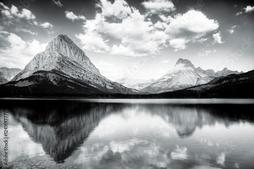 Montana, Glacier National Park. Many Glacier, Swiftcurrent Lake and Grinnell Point photo