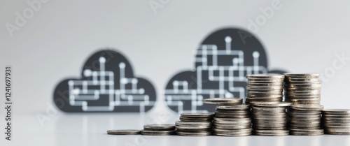 Stack of coins symbolizing growing expenses in cloud computing.