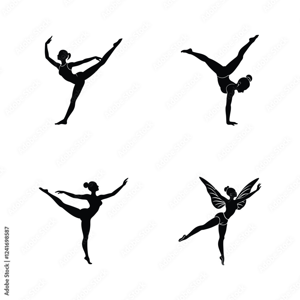 custom made wallpaper toronto digitalGymnastics Moves Silhouette Pack – Vault, Beam, Floor & Bar Poses with white background