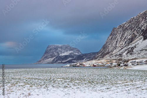 Landscape with a fjord and mountains, Harstad, Norway