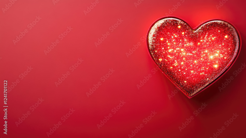 Vibrant Red Heart with Sparkles Against a Bold Red Background for Romantic Themes and Celebrations Vibrant Red Heart with Sparkles Against a Bold Red Background for Romantic Themes and Celebrations