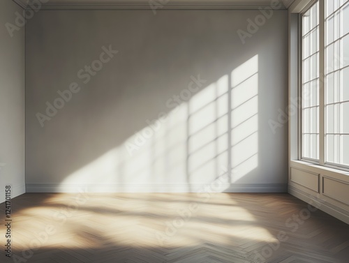Wallpaper Mural Sunlight streams into an empty room, illuminating the hardwood floor and blank wall. Minimalist interior. Torontodigital.ca