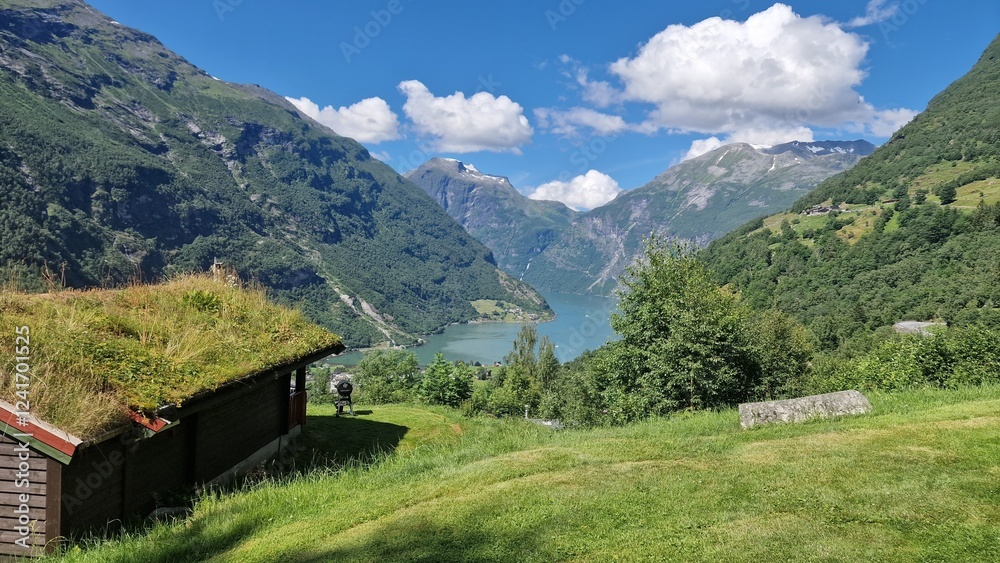 Summer landscape on the Geirangerfjord, Norway Summer landscape on the Geirangerfjord, Norway