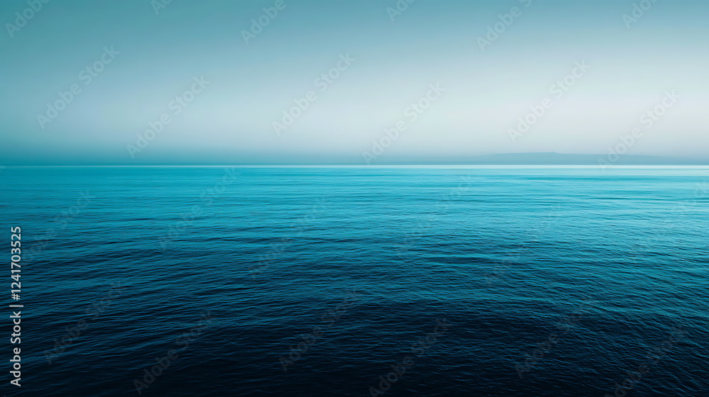 Fototapeta premium The ocean is calm and blue, with no visible waves or ripples