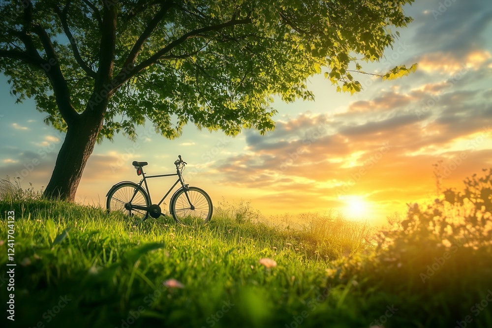Fototapeta premium Eco-friendly bicycle with leaf wheels.