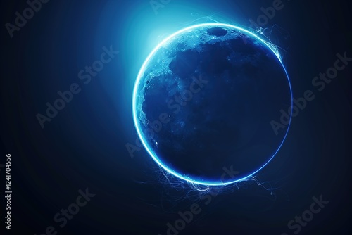 Sun Eclipse Blue Color Fire bright Background elegant Moon Design Style Space Science Glow Light